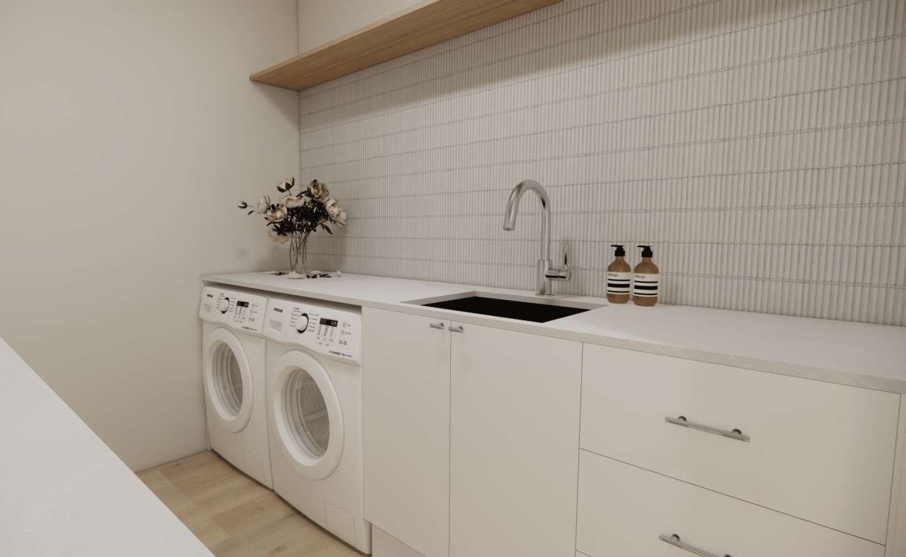 laundry renovation with under bench appliances